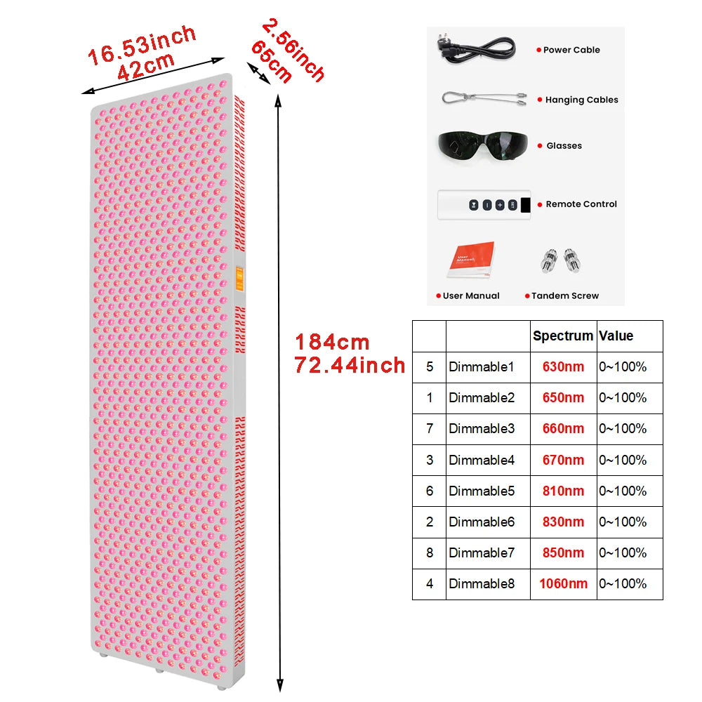Touch Screen Full Body LED Red Light Therapy Panel with High Power 5W for Skin & Recovery