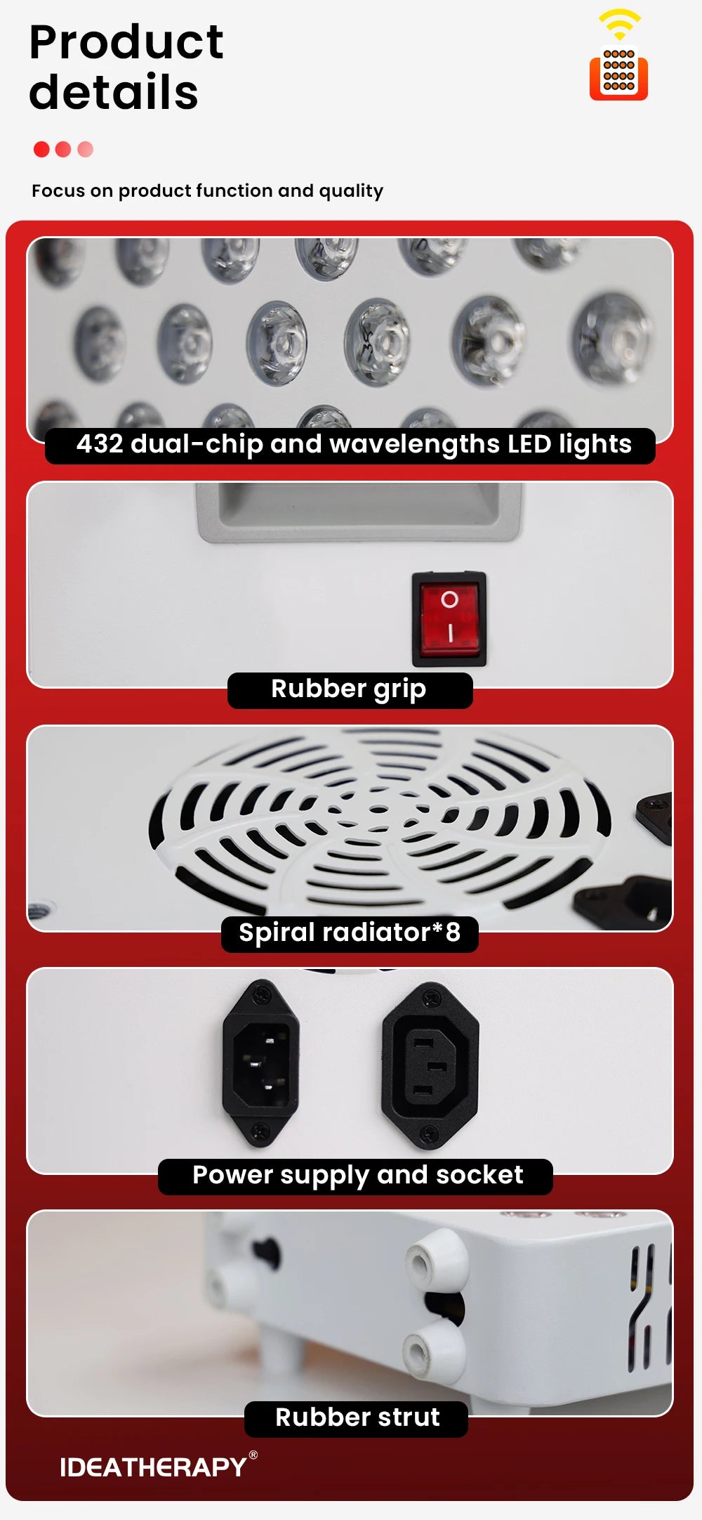 Touch Screen APP 5w RLPRO600 9 Wavelengths Full Body Red Light Therapy Bed Panel Infrared Device PDT Led Red Light Therapy Panel
