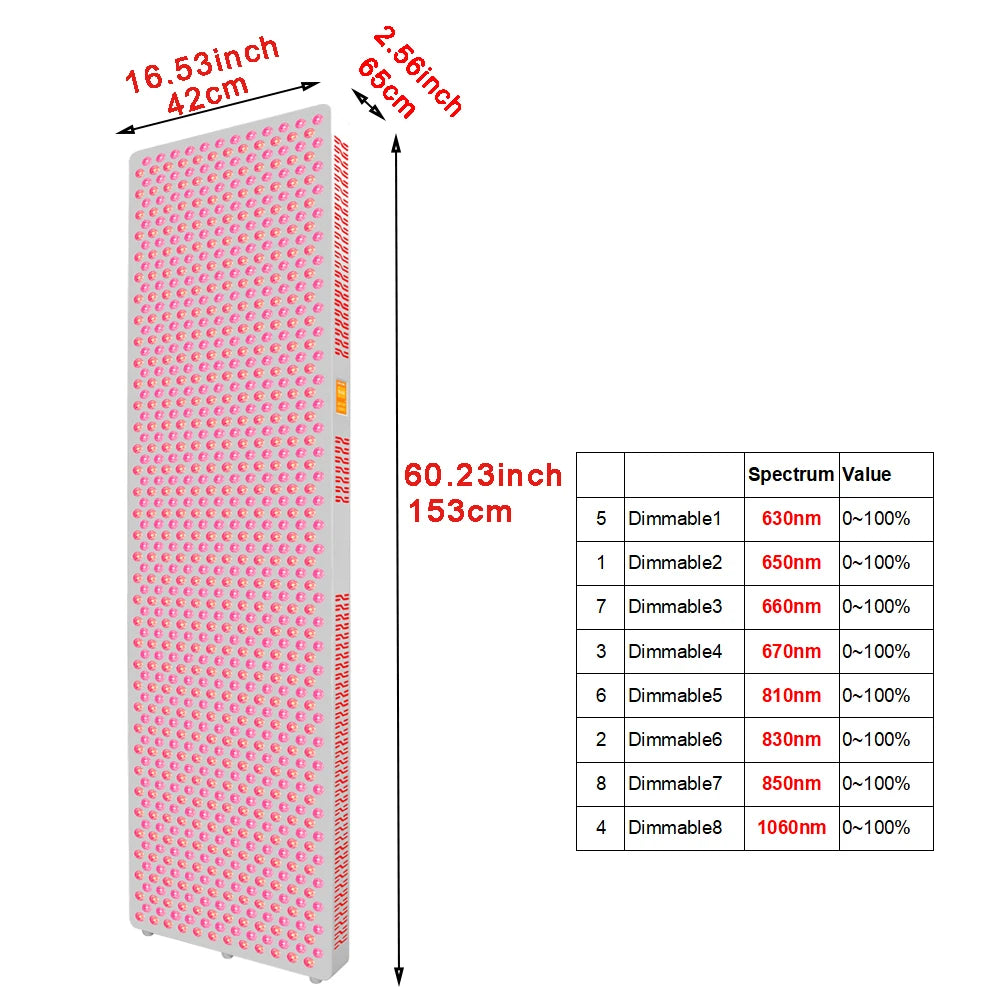 Large Red Light Therapy Panel with Stand, 8 Spectrum Full Body Near Infrared