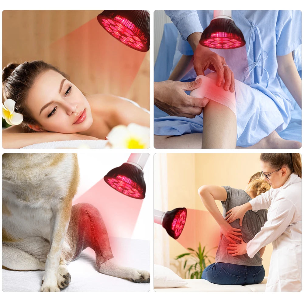 Red Light LED Therapy Lamp with 660nm, 850nm Near Infrared Bulb
