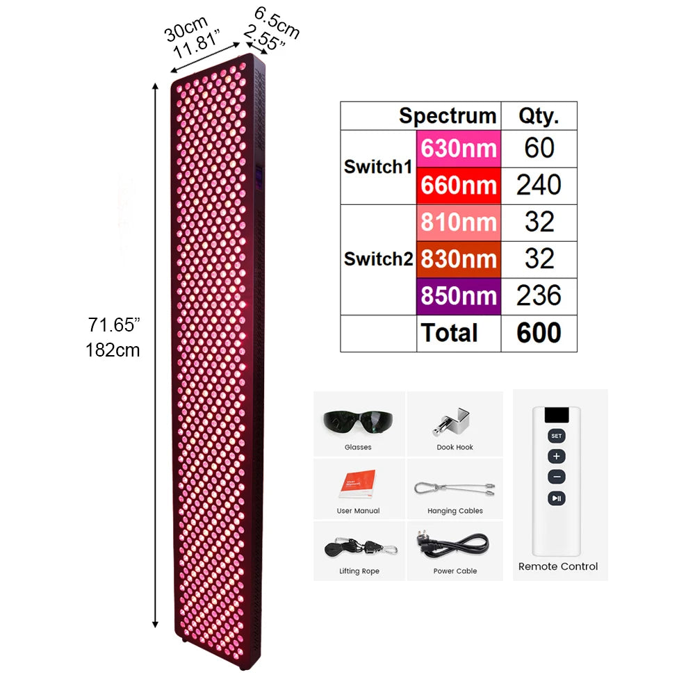 3w/5w 660nm 850nm 810nm 830 850nm Whole Body RL600MAXPT Infrared Device PDT Led Red Light Therapy Panel