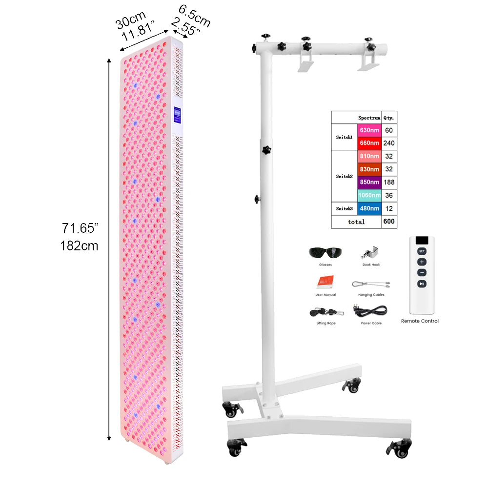 Full Body Red Light Therapy Panel with Horizontal Stand forSports Recovery & Muscle Therapy