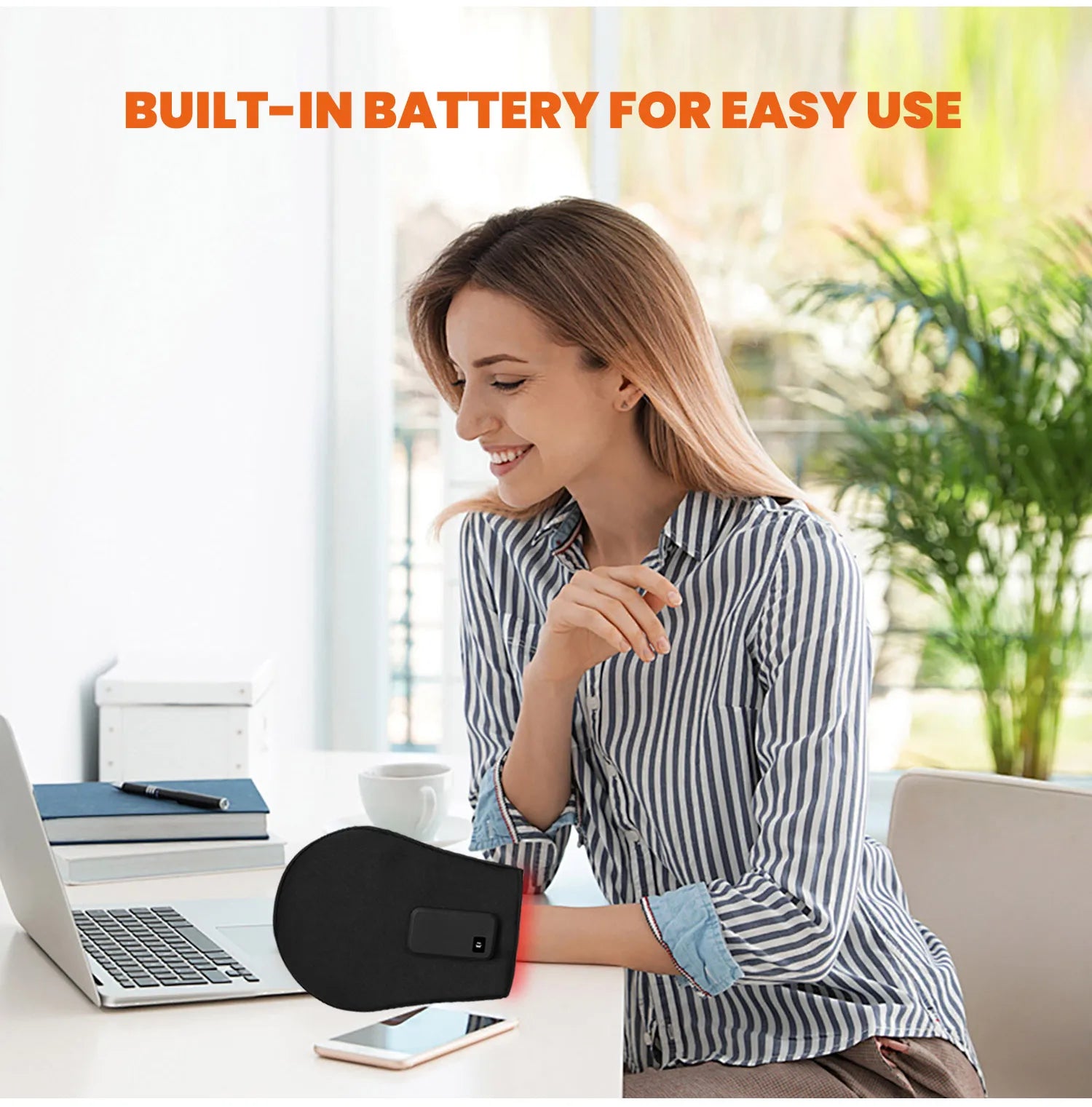 Portable Belt Wrap for Gloves with Built-in Battery, 660nm & 850nm Infrared Red Light Therapy