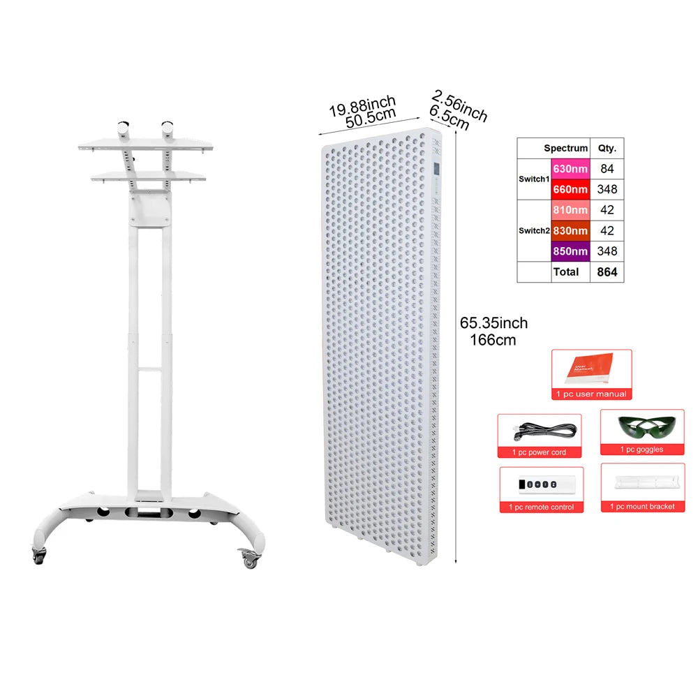 Multi-Spectral LED Red Light Therapy Panel with Pulse Mode and Adjustable Bracket