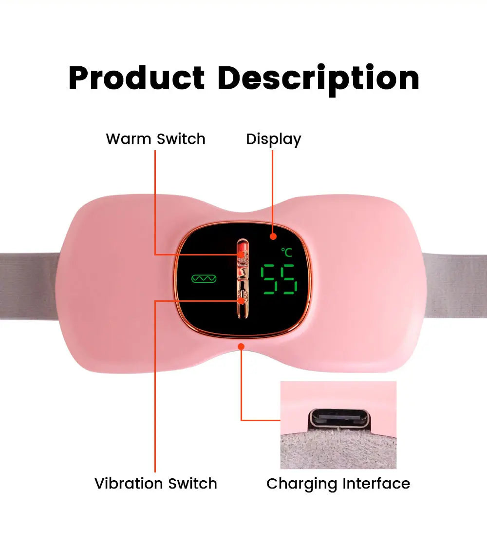 Portable Cordless Menstrual Heating Pad with Digital Display for Period Pain Relief