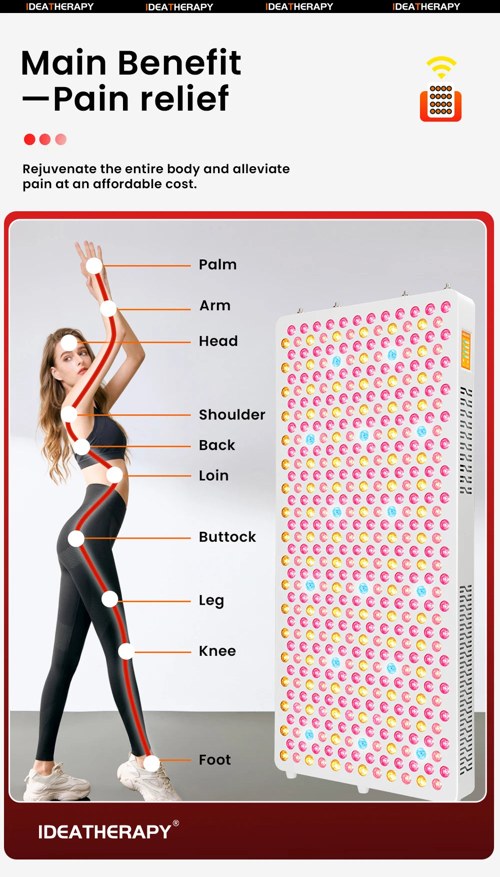 Touch Screen APP 5w RLPRO600 9 Wavelengths Full Body Red Light Therapy Bed Panel Infrared Device PDT Led Red Light Therapy Panel