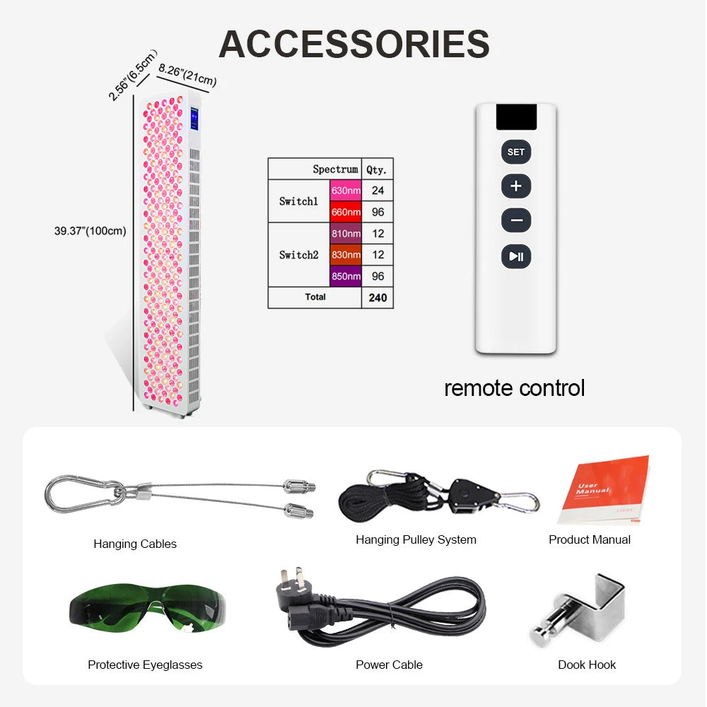 5Wavelengths No Flicker Full Body Red Light Therapy RL300pro Infrared Device PDT Led Red Light Therapy Panel Touch Screen