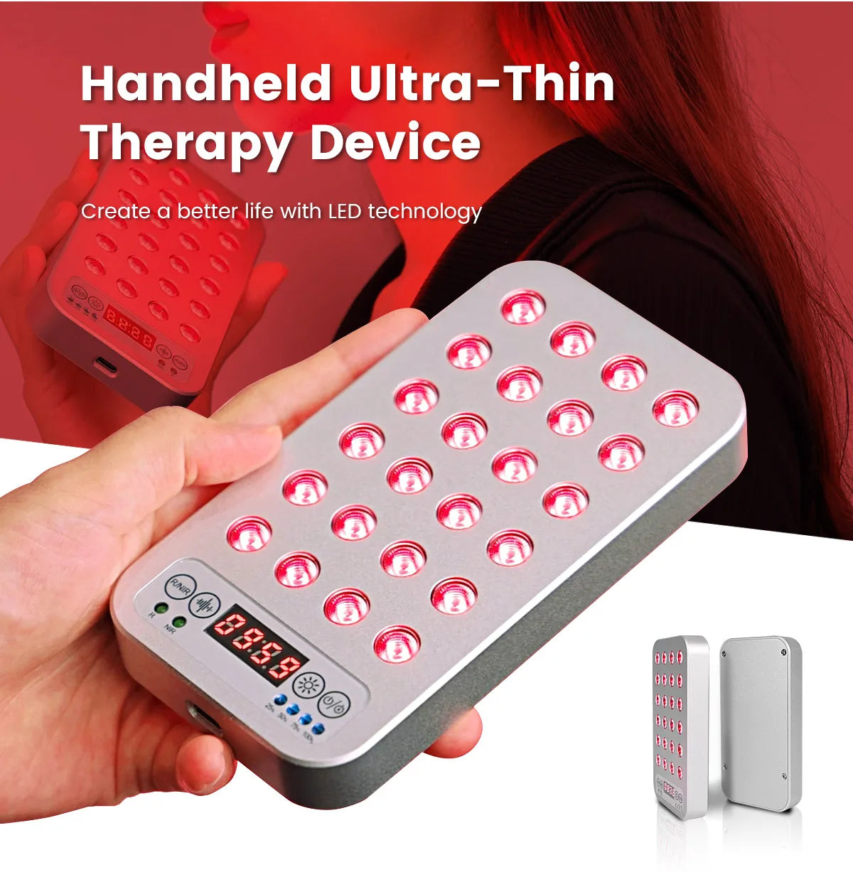 Compact Cordless Infrared Red Light Panel with Portable Rechargeable Full Body Therapy.
