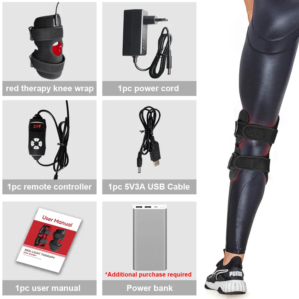 Red Light Therapy Knee and Joint Massager with 660nm and 850nm Infrared Wrap.