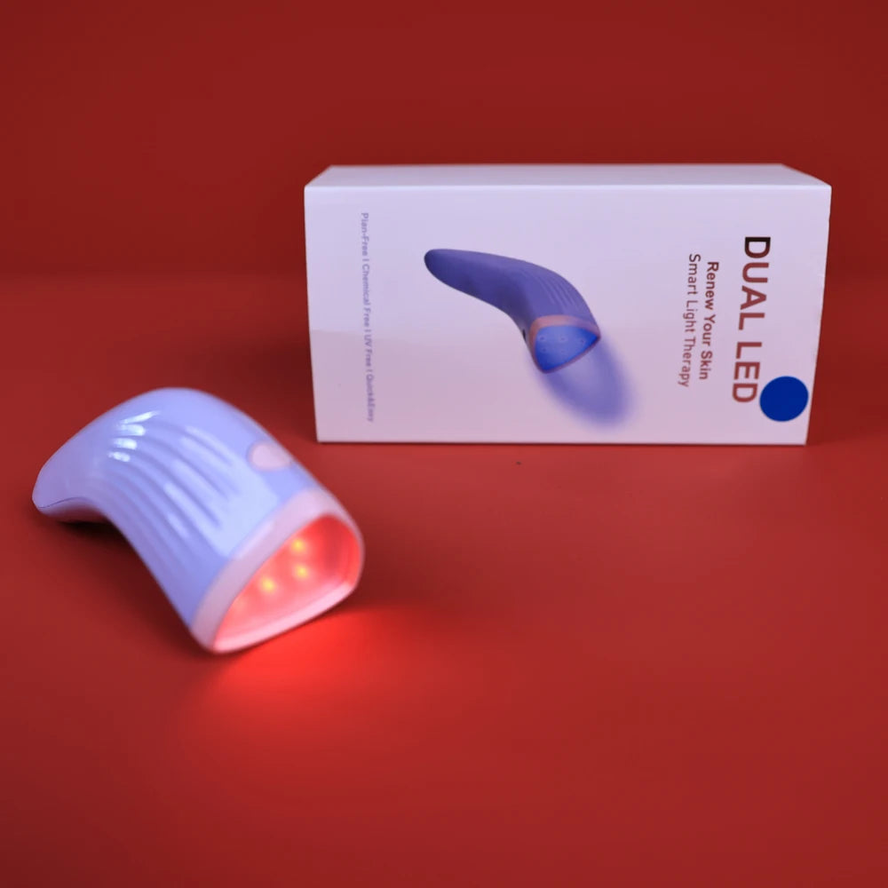 2-in-1 Red and Blue Light Therapy Wand Massager for Skincare, Anti-Aging & Pain Relief