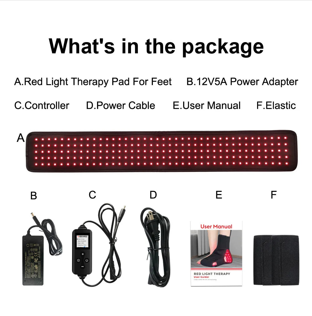Portable Red Light Therapy Foot Wrap with 660nm & 850nm Infrared for Recovery and Comfort