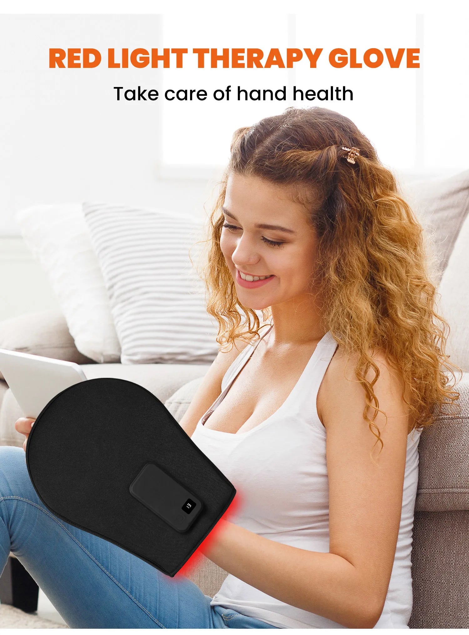 Portable Belt Wrap for Gloves with Built-in Battery, 660nm & 850nm Infrared Red Light Therapy