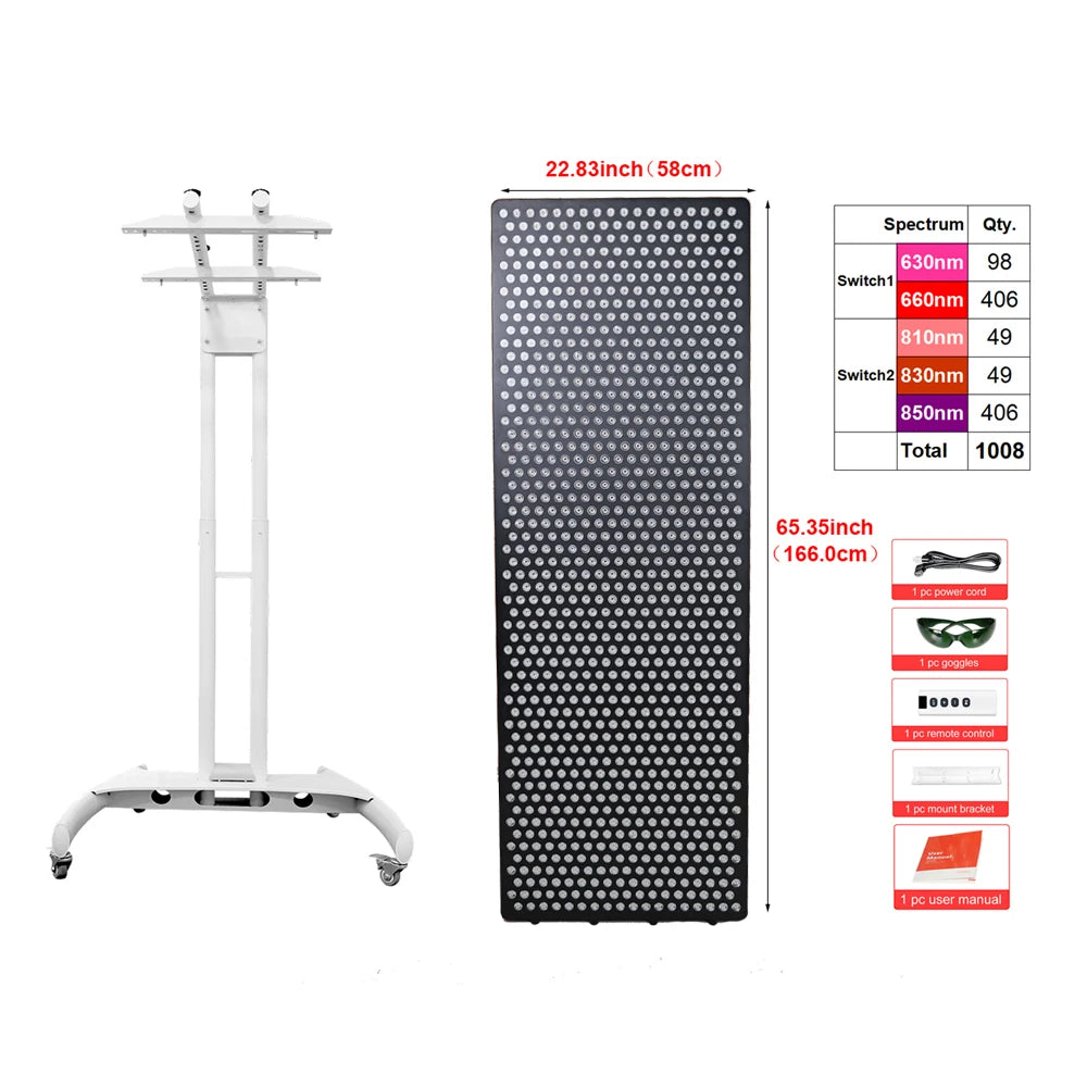 5000W Red Light Therapy Lamp with Rolling Stand Multi-Wavelength Pain Relief and Recovery