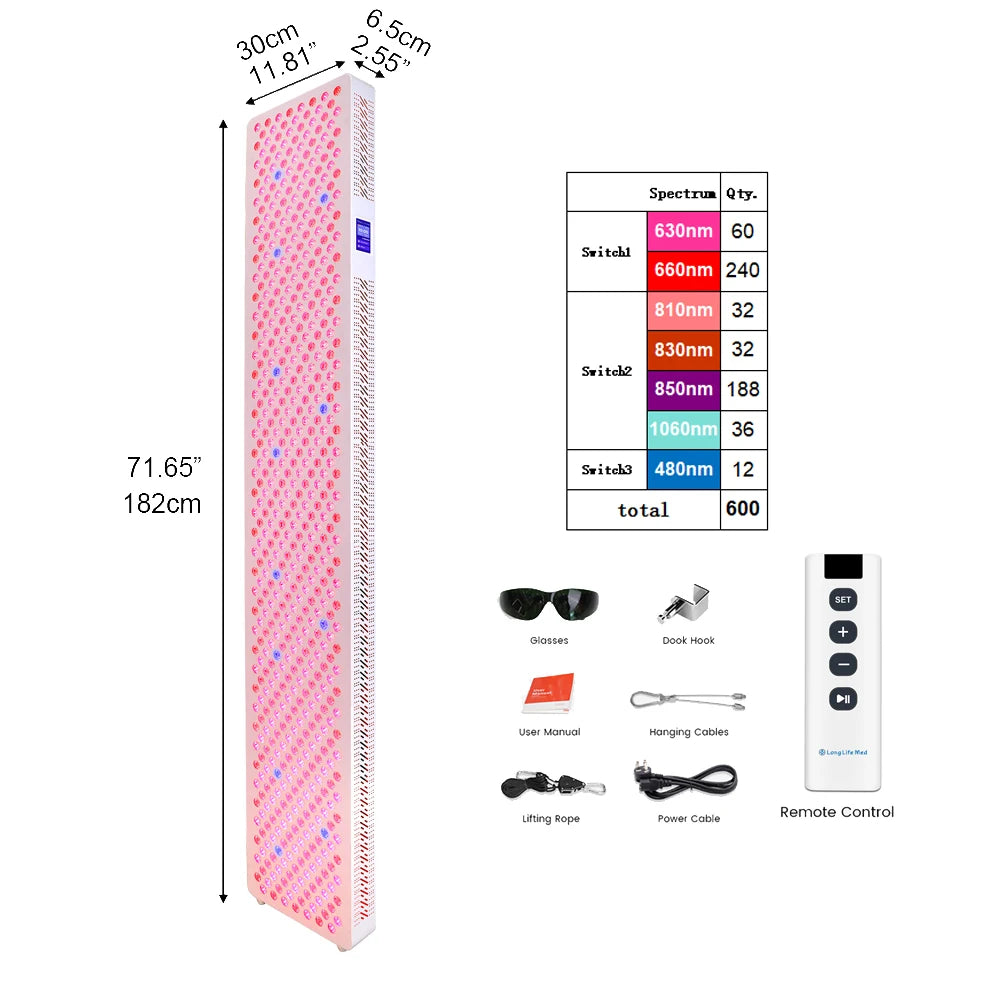 1060nm 480 660 850 810 830 850 health red light therapy full body red light therapy device infrared multispectral RL600MAXPT