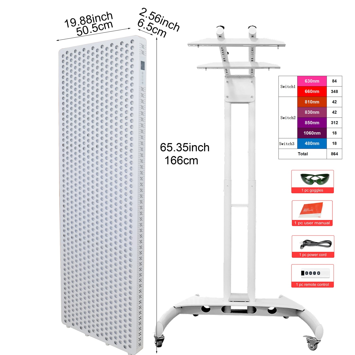 Touch Screen 8-Spectrum Customizable Full Body LED Red Light Therapy Panel PDT Machine