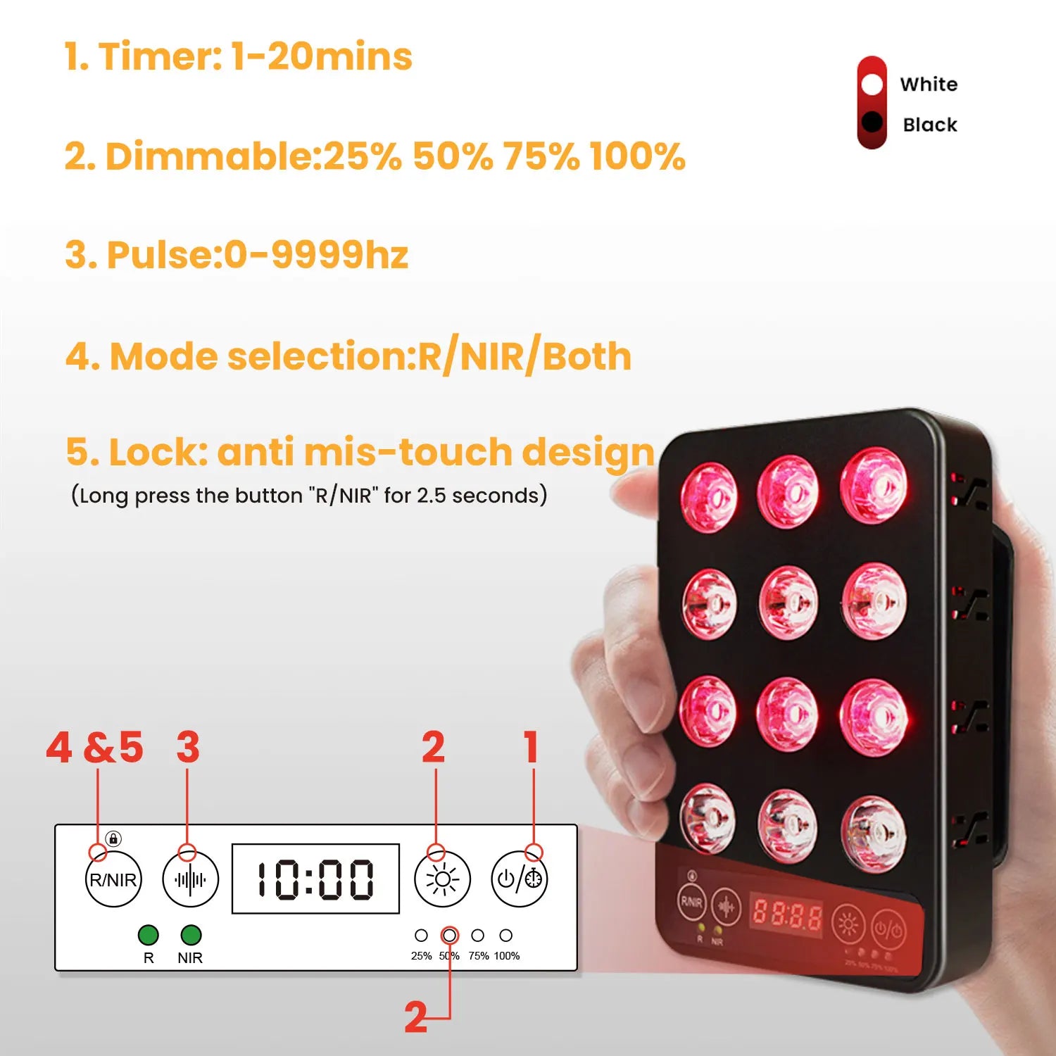 Portable Red and Infrared Light Therapy Device for Face and Health