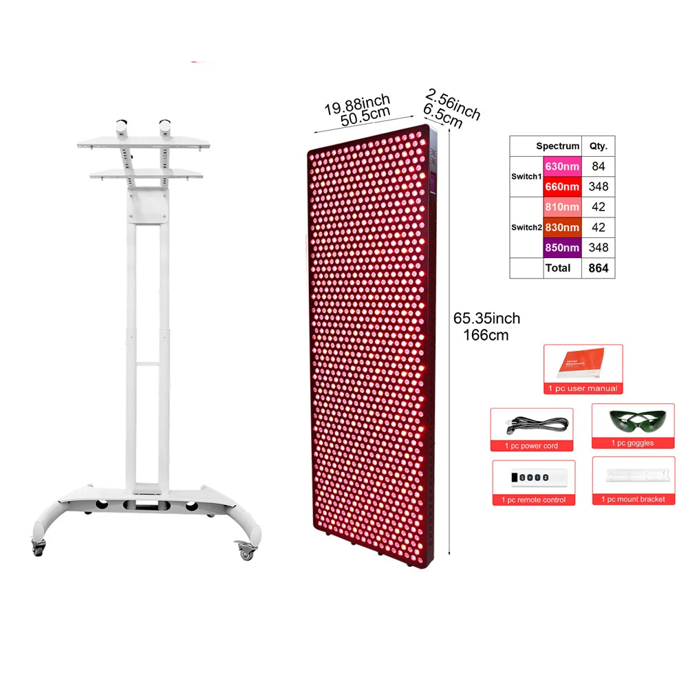 Multi-Spectral LED Red Light Therapy Panel with Pulse Mode and Adjustable Bracket