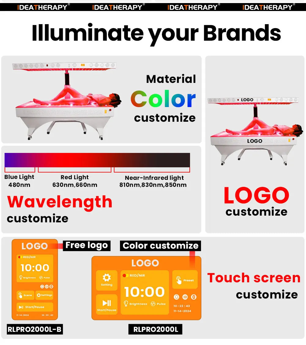 480, 590, 630,660, 670, 810, 830, 850,1060nm New arrival DIY touch control full body recharge relax Red Light Therapy Bed Capsul