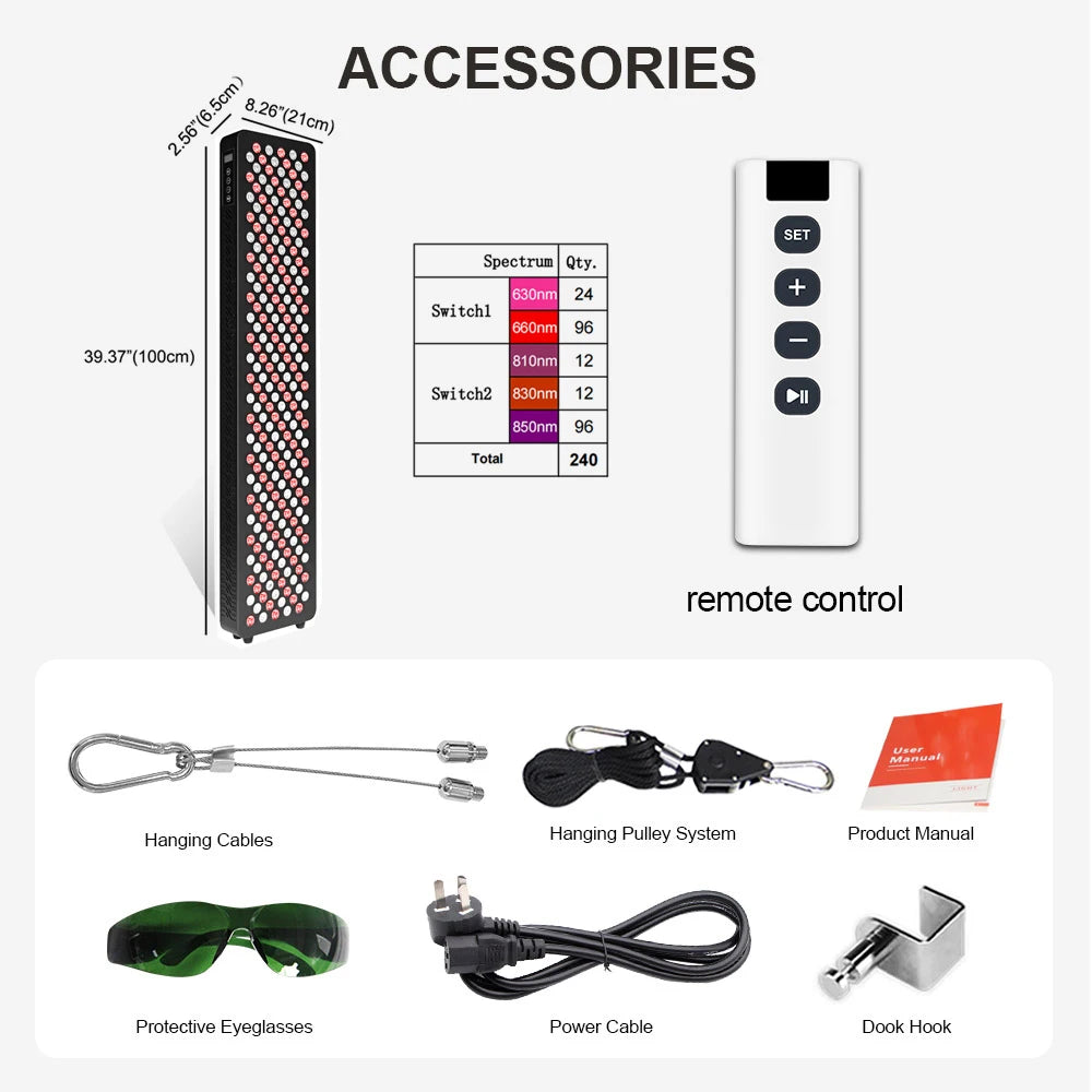 5Wavelengths No Flicker Full Body Red Light Therapy RL300pro Infrared Device PDT Led Red Light Therapy Panel Touch Screen