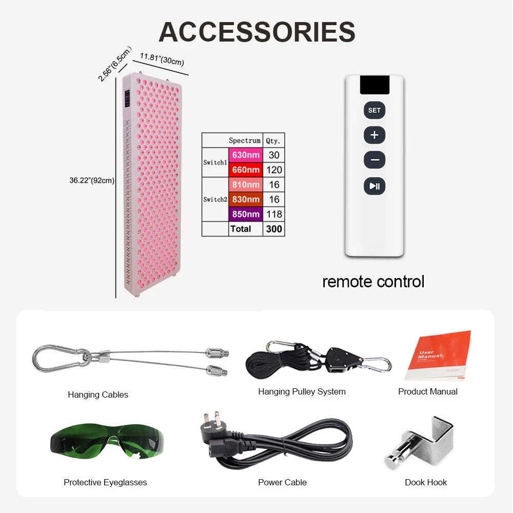 5 Wavelength Red Light Therapy Panel for Full Body, Pain Relief & Skin Rejuvenation