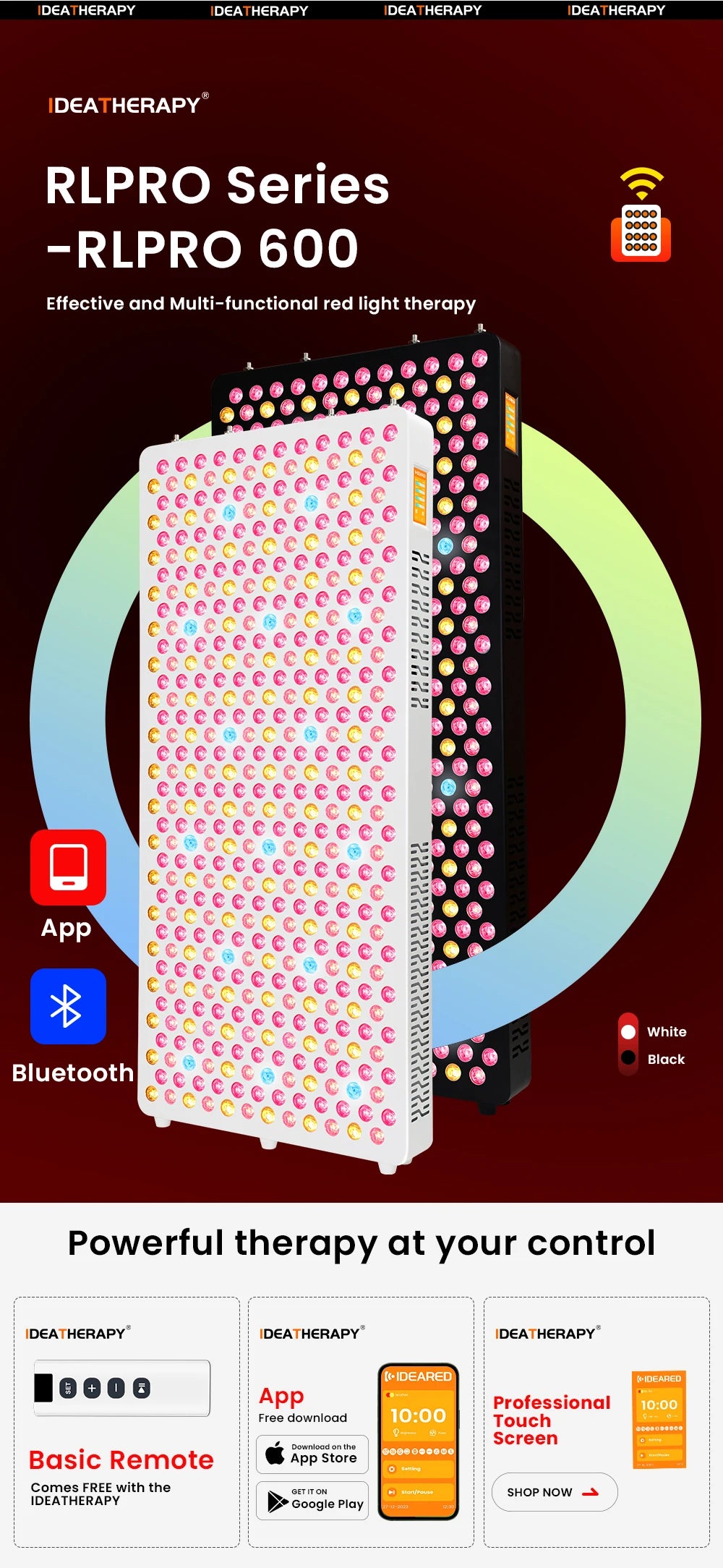 Touch Screen APP 5w RLPRO600 9 Wavelengths Full Body Red Light Therapy Bed Panel Infrared Device PDT Led Red Light Therapy Panel