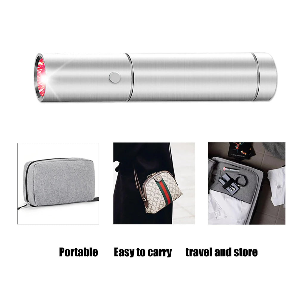 Portable Infrared LED Red Light Therapy Pen Built Battery 630 660 850nm Light Torch