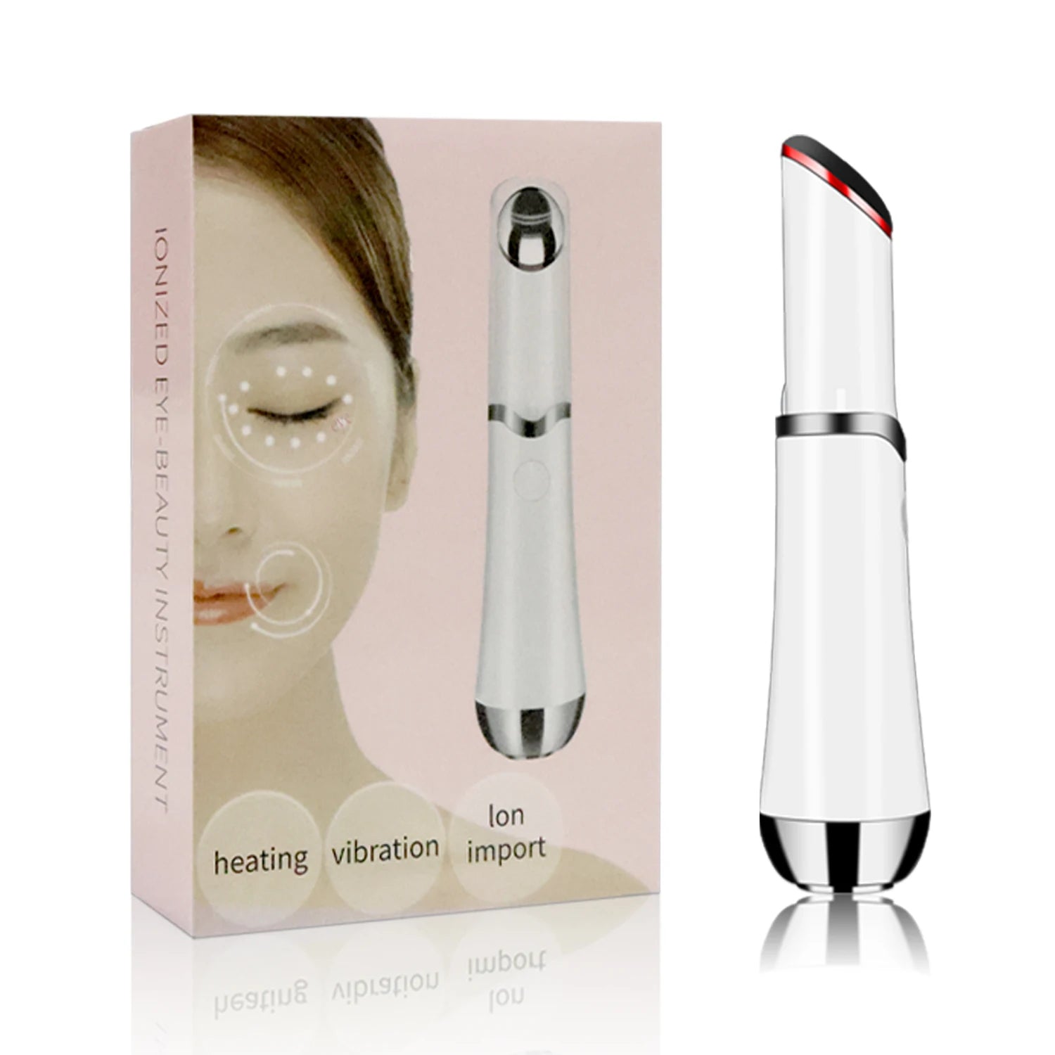 Eye Massager Pen with Vibration and Blue Light Therapy for Dark Circles and Wrinkles.