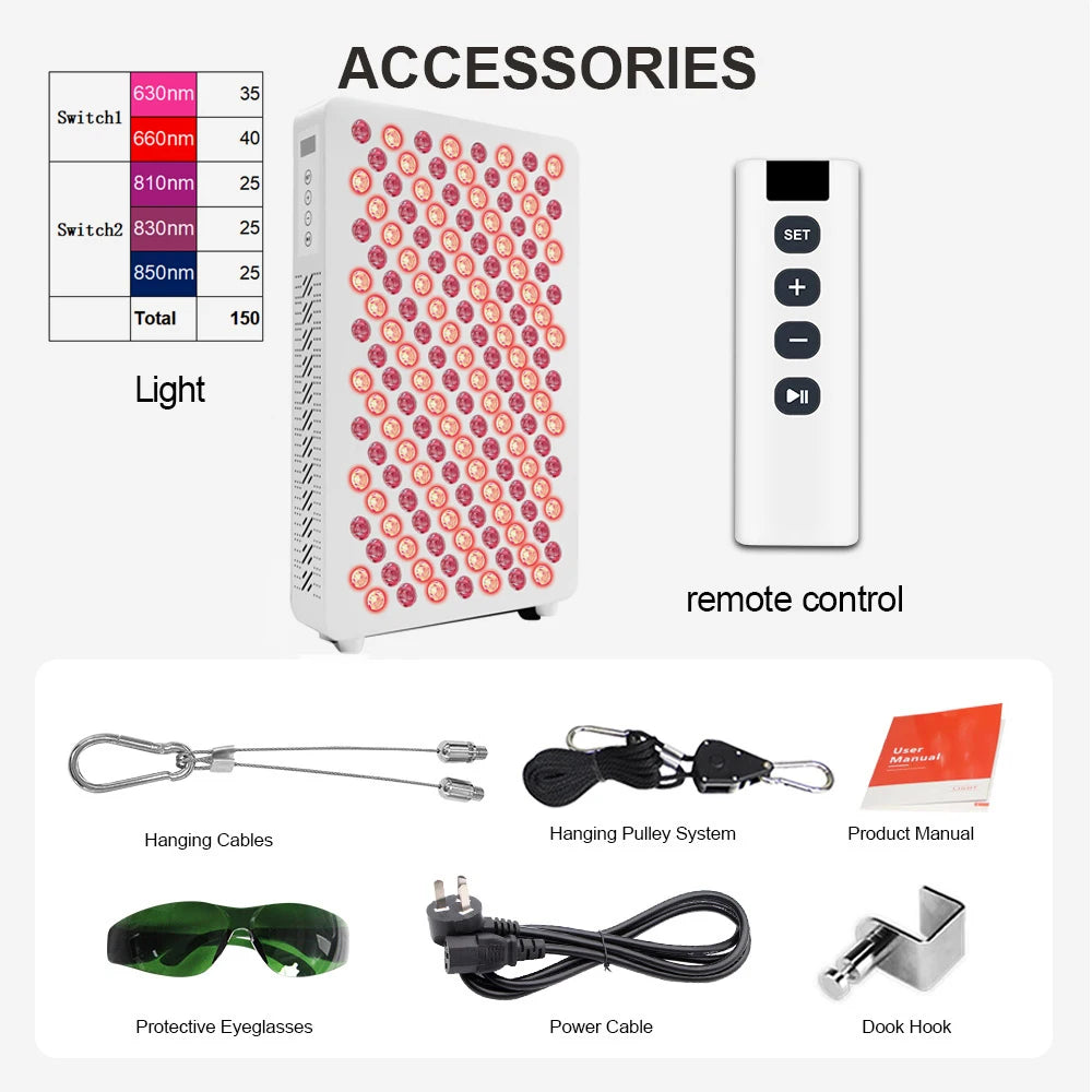 5 Spectrum Red Light Therapy Panel with Dual Chip Full Body Near Infrared Device for Home & Clinic Use